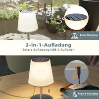 1 x RAW Customer Returns Postlucky Solar Table Lamp Outdoor LED Battery Table Lamp Wireless 2in1 Solar Charging USB Charging Dimmable IP44 Waterproof Table Lamp Wireless for Indoor Outdoor Garden Bedroom Camping - Silver - RRP €33.99