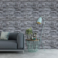 1 x RAW Customer Returns myforHD Self-adhesive Wallpaper Wall Paper Brick Self-adhesive Wall Stickers Vintage Brick Stone Wallpaper Decorative Stickers for Furniture Wall Door Waterproof Wallpaper Dark Gray, 45X600cm  - RRP €21.99