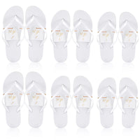 1 x RAW Customer Returns Hestya 6 Pairs of White Toe Separator Wedding Slippers for Guests with 6 Decorative Cards of Sizes and String Guest Slippers Set for Women Men Plain Bathing Shoes for Beach, 3 Sizes - RRP €25.99