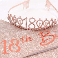 15 x Brand New Voarge 18th Birthday Sash and Tiara, Birthday Crown Sash, Birthday Sash and Tiara, 18th Birthday Gifts for Happy 18th Birthday Party Favor Supplies - RRP €155.85