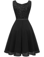 1 x RAW Customer Returns Dressystar Women s Sequin Cocktail Dress V-Neck Youth Consecration Dresses Glitter Festive Graduation Dress Party Dress Black L - RRP €52.43