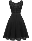 1 x RAW Customer Returns Dressystar Women s Sequin Cocktail Dress V-Neck Youth Consecration Dresses Glitter Festive Graduation Dress Party Dress Black L - RRP €52.43