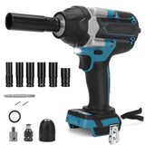 1 x RAW Customer Returns 1000Nm Cordless Impact Wrench Compatible with Makita BL1830 BL1840 BL1840B BL1850 BL1850B BL1860B 18V Lithium Battery, 1 2 Inch Brushless Impact Wrench with 6 Sockets Without Battery  - RRP €128.98