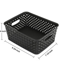 1 x RAW Customer Returns Bekith 9 pieces storage box plastic baskets plastic household basket basket braided storage basket for bathroom kitchen children s room 25 x 19.5 x 10 cm black grey white  - RRP €26.99