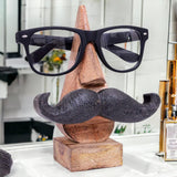 1 x RAW Customer Returns Ajuny Handmade Decorative Wooden Eyeglass Holder with Lips and Mustache Design Wooden Eyeglass Stand, Specs for Office Desk Home Decoration Lips Mustache Combination  - RRP €15.99