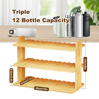 1 x RAW Customer Returns Reixuier Stackable Bottle Holder, Wooden Bottle Rack, 3 Tiers Holds 12 Bottles Drinking Bottle Organizer Cabinet, Water Bottle Organizer Cabinet, Suitable for Kitchen Countertops - RRP €30.24