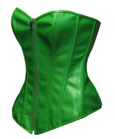 1 x RAW Customer Returns Bslingerie Faux Leather Leather Look Zip Bustier Corset Corsage S, Green  - RRP €28.99