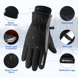 1 x RAW Customer Returns OPAHUTER Windproof Waterproof Winter Gloves, Windproof Touch Screen Sports Gloves, Thermal Winter Gloves for Men Women for Cycling Driving Running Camping Hiking Black  - RRP €9.16