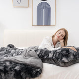 1 x RAW Customer Returns HOMFINE Plush duvet bed linen 200x200 fluffy warm cuddly blanket winter blanket flannel quilt sleeping blanket fleece blanket down duvet blanket with 2 pillowcases 80x80, grey - RRP €45.97