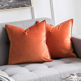 1 x RAW Customer Returns MIULEE Set of 2 Velvet Cushion Covers Flange Cushion Cover Decorative Sofa Cushions Decorative Cushion Wrapped Edge Cushion Covers Decorative Cushion Cover for Sofa Living Room Bedroom 45 x 45 cm Orange - RRP €17.51