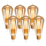 1 x RAW Customer Returns EXTRASTAR Edison Vintage Light Bulb E27, LED Lamp ST64 G95 2200K Warm White 6W Ideal for Nostalgia and Retro Lighting in the Family Hotel Bar etc., Amber Glass, Not Dimmable ST64 G95 6PCS  - RRP €30.24