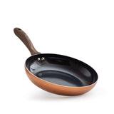 1 x RAW Customer Returns Copper coated non-stick pan stainless steel pan dishwasher-safe frying pan with wooden handle for frying - coated universal pan in size 28 cm - RRP €20.4