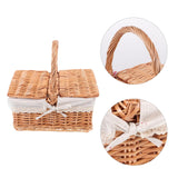 1 x RAW Customer Returns HEMOTON Wicker Picnic Basket with Liner and Lid, Rustic Food Basket, Vegetable Basket, Camping, Party Food and BBQ - RRP €46.96