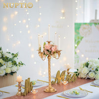 1 x RAW Customer Returns Nuptio Golden Candelabra 53cm 2 Pieces Standing Candelabra for Centerpiece, 5 Arms Vintage Candle Holders for Wedding Reception Birthday Holidays Fireplace Decoration - RRP €68.98