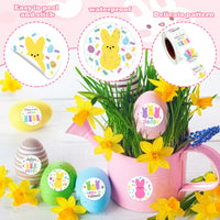 5 x Brand New TECHEEL Easter Bunny Stickers Pack of 1000 Easter Stickers for Children Round Easter Sticker Roll Easter Stickers for Packaging Easter Gifts Kindergarten School Teachers Crafts and Gift Decoration - RRP €102.0