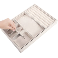 1 x RAW Customer Returns Belle Vous Jewelry Tray Cream Drawer Insert Jewelry Pack of 4 - 35.3 x 24.2 cm - Jewelry Storage System - Removable Sections for Necklaces, Rings, Bracelets Earrings - RRP €25.99