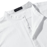 1 x RAW Customer Returns YAOBAOLE Men s Linen Shirt Short Sleeve Mao Collar Summer Shirt Lightweight Cotton Linen Beach Shirt Classic Casual Henley Shirt White L - RRP €27.6