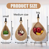 1 x Brand New Fruit Basket Hanging Wall for Kitchen, Wall Hanging Vegetable and Fruit Basket, Plant Basket Decorative Hanging Basket, Hand Woven Kitchen Storage Wall Basket Fruit Baskets, 3 Hooks, Kitchen, Restaurant, Storage - RRP €21.17