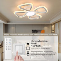 1 x RAW Customer Returns CURBEL LED Ceiling Light Dimmable With Remote Control Ceiling Lamp Creative Four-leaf Clover Design Dining Room Lamp Bedroom Living Room Ceiling Light 4 Heads 44cm 17.3in  - RRP €30.24