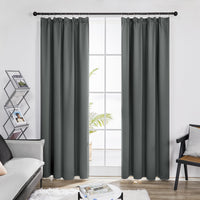 1 x RAW Customer Returns Deconovo Thick Thermal Curtains Opaque Curtain Blackout Curtains with Ruffle Tape, 220 x 140 cm Height x Width , Dark Grey, Set of 2 - RRP €53.95