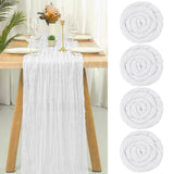 1 x RAW Customer Returns Pack White Cheesecloth Table Runner Semi Transparent Table Runner Gauze Tablecloth 13 Feet Rustic Decorations for Kitchen Wedding Holiday Party Supplies White, 400cm  - RRP €28.22