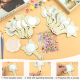 1 x Brand New Wooden mirror crafts for children, 12 pieces wooden mirror crafts for children s birthdays, unfinished hand mirrors, mini wooden princess mirrors, unfinished hand mirrors for DIY children s painting decoration - RRP €9.06