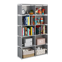 1 x RAW Customer Returns JIUYOTREE bookcase with 10 compartments, cube shelf, storage shelf, shelving system for storing books, clothes, boxes, toys, gray - RRP €30.53