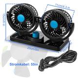 1 x RAW Customer Returns Chaohua Car Fan, 12V Double Head Fan Car 360 Degree Rotatable with 2 Speeds Double Fan Suitable for 12Volt Cars, Trucks, SUV - RRP €21.99