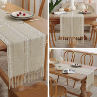 11 x Brand New Sheeping table runner 185 x 35cm, washable tablecloth with tassels, decorative table runner for dining table dresser sideboard, beige - RRP €224.4