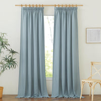 1 x RAW Customer Returns PONY DANCE Linen Curtains - Window Curtain, Brings Soft Light into Your Room, Modern Decoration for Bedroom, Living Room, with Ruffle Tape, 2 Pack, 140 x 245 cm, Grey Blue - RRP €37.26