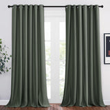 1 x RAW Customer Returns PONY DANCE Blackout Curtain Eyelet Curtain Opaque Set of 2 H 245 x W 200 cm Blackout Curtains Thermal Curtain Heat Protection Living Room Curtains for Large Windows, Grey Green - RRP €59.45