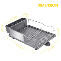 1 x RAW Customer Returns KINGRACK Dish drainer, stainless steel dish drainer, dish drainer with anti-rust frame, 2-way spout draining board design, removable large 4 compartment utensil holder for kitchen, grey - RRP €45.76