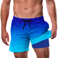 1 x RAW Customer Returns IDGREATIM Swim Trunks Men Swimwear for Men Compression Lining Floral Print Swim Shorts Men Beach Shorts Running Swimming Casual Shorts with Adjustable Drawstring Gradient Blue XXL - RRP €25.99