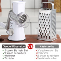 1 x RAW Customer Returns Cheese grater, grater for vegetables with 3 drum blades, drum grater faster and easier cutting, vegetable cutter ideal for cheese, cucumbers, carrots, nuts etc. - RRP €37.15