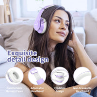 1 x RAW Customer Returns Uliptz Wireless Bluetooth Headphones, 65 Hours Playtime, 6 EQ Sound Modes, HiFi Stereo Over-Ear Headphones with Mic, Foldable Bluetooth 5.3 Headphones for Travel Office Cell Phone TV PC Purple  - RRP €29.99