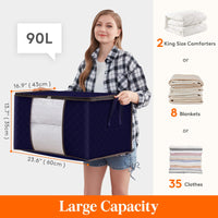 1 x RAW Customer Returns Lifewit Pack of 6 90L Storage Bags, Storage Box with Lid, Large Clothes Storage Moving Boxes, Foldable Storage Boxes for Duvets, Clothes Underbed Wardrobe, Blue - RRP €31.61