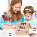 1 x RAW Customer Returns deAO Mini Sewing Machine for Children and Beginners, Sewing Machine with Light and Sound and Operatable Mouse, Battery-Operated Electric Automatic Sewing Machines with Needle Thread for Children from 3 Years Brown  - RRP €19.99