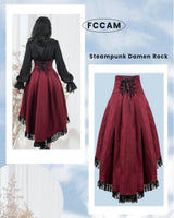 1 x Brand New FCCAM Steampunk Women s Skirt Red Skirt Women s Knee-Length Gothic Skirt Goth Skirt Festival Skirt Pirate Skirt XXL 3XL - RRP €30.23