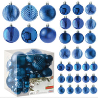 6 x Brand New Prextex Blue Christmas Baubles for Christmas Decorations - 36 Pieces Shatterproof Christmas Tree Ornaments with Hook - Christmas Tree Decorations Combo of 6 Styles in 3 Different Sizes  - RRP €94.8