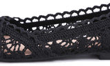 1 x RAW Customer Returns Feversole Round Toe Ballerina Flats Crochet Shoes Flat Comfortable Breathable Black Black Lace 40 EU - RRP €30.24