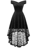 1 x RAW Customer Returns Homrain Women s Elegant Lace Dress Bridesmaid Dresses Festive Party Knee-Length Cocktail Dress Off Shoulder Rockabilly Retro Dress Evening Dresses Black S - RRP €48.99