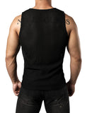 1 x RAW Customer Returns JOGAL Men s Mesh Fitted Sleeveless Muscle Tank Top Black Small - RRP €23.18