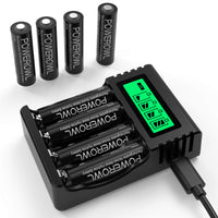 1 x RAW Customer Returns POWEROWL AA Rechargeable Batteries with Charger, 8 Pieces 2800mAh High Capacity NiMH and LCD, Independent Slot USB Fast Charging - RRP €25.99