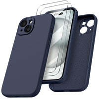 1 x RAW Customer Returns ORNARTO for iPhone 15 case with camera protection and 2 protective films, liquid silicone  case iPhone 15 6.1 inch with camera protection, shockproof iPhone 15 protective case with microfiber - midnight blue - RRP €18.14