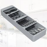 6 x Brand New Hotec Kitchen Drawer Organizer, Compact Cutlery Tray, Insert with Compartments for Cutlery, Spoon, Knife and Fork, Gray - RRP €96.06