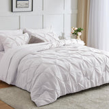 1 x RAW Customer Returns Lanqinglv Pintuck bed linen 200x220 cm white luxury pleated reversible bed linen set made of microfiber, 1 double bed duvet cover with zipper and 2 pillowcases 80x80cm - RRP €41.34