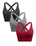 1 x RAW Customer Returns ANGOOL Women s Sports Bra without Underwire Push Up Bra Strong Support Sports Bustier Women s Padded Crossback Seamless Yoga Jogging Gym Sports Bra, Black Gray Wine Red, XL - RRP €29.23