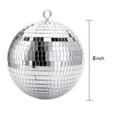 1 x RAW Customer Returns Suwimut 2 pieces mirror disco ball, 20 cm 8 inch disco ball for hanging Christmas tree balls, mirror ball for light effects, hanging disco light, party decoration, retro party, home bands decorations silver  - RRP €24.99