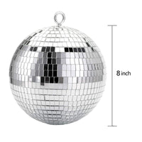 1 x RAW Customer Returns Suwimut Pack of 2 Mirror Disco Balls, 20 cm 8 Inch Disco Ball for Hanging Christmas Tree Baubles, Mirror Ball for Light Effects, Hanging Disco Light, Party Decoration, Retro Party, Home Bands Decorations Silver  - RRP €25.67