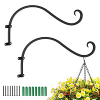 1 x RAW Customer Returns Lewondr Retro Hanging Basket Holder, 2 Pack Minimalist Design Hanging Basket Hooks Iron Plant Holder Wall Hooks with Screws Hanging Plant for Flower Pot Lantern Garden Outdoor Decoration, Black - RRP €20.68